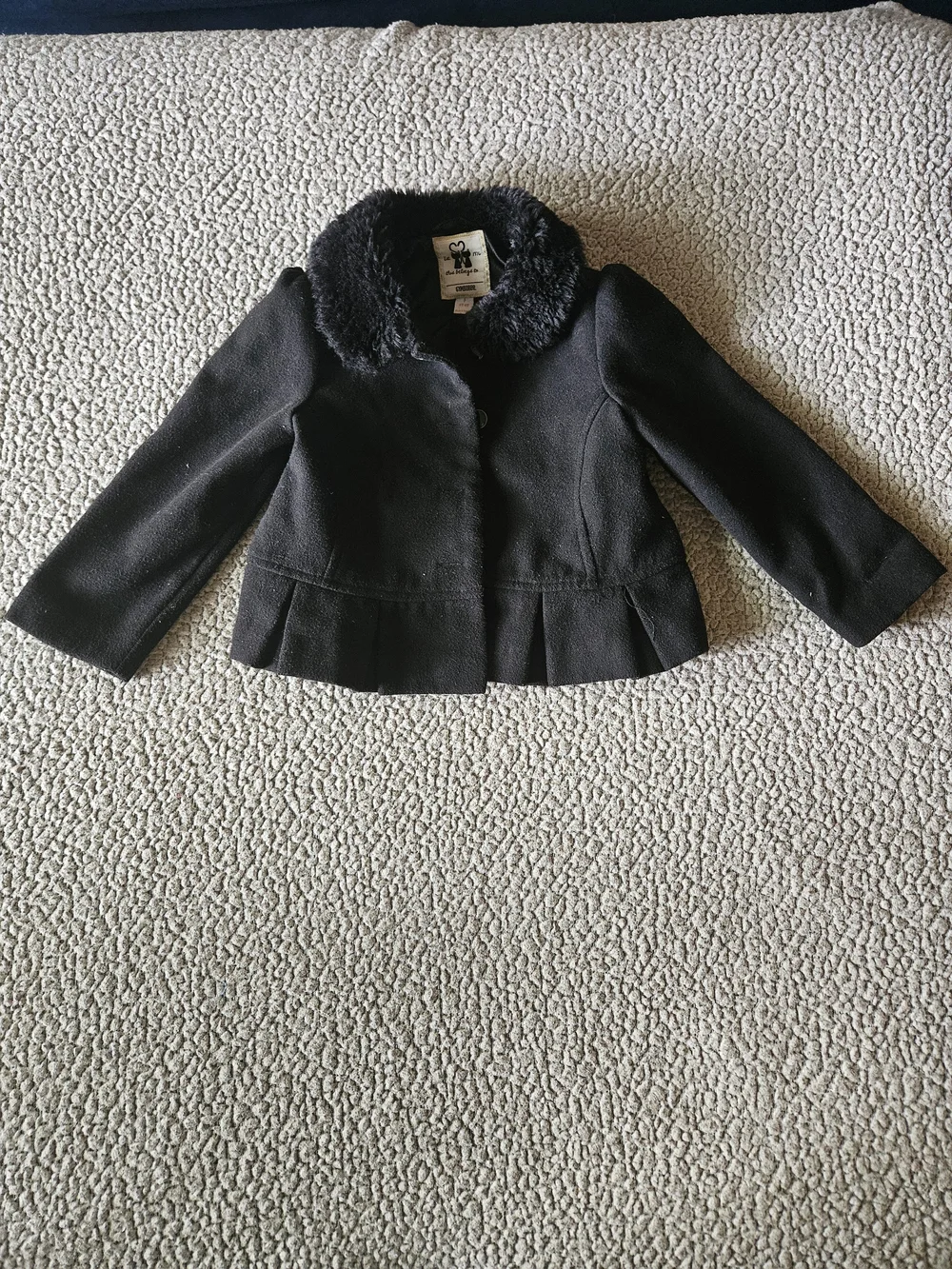 Gymboree Black Peplum Blazer with Faux Fur Collar